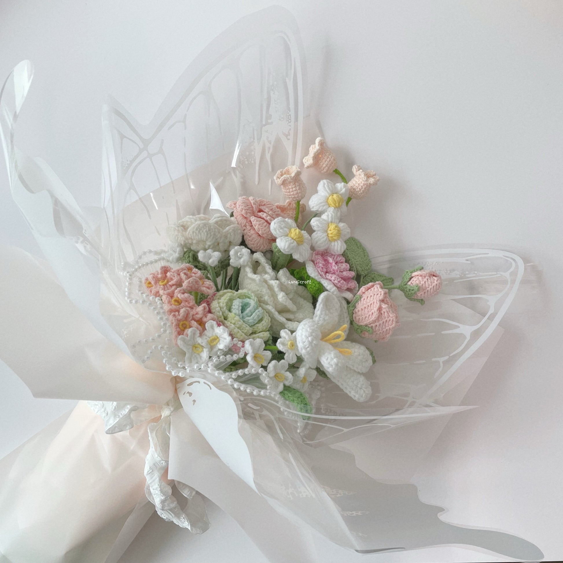 singapore handicroft handmade crochet flower bouquet butterfly dreams in pastel butterfly theme