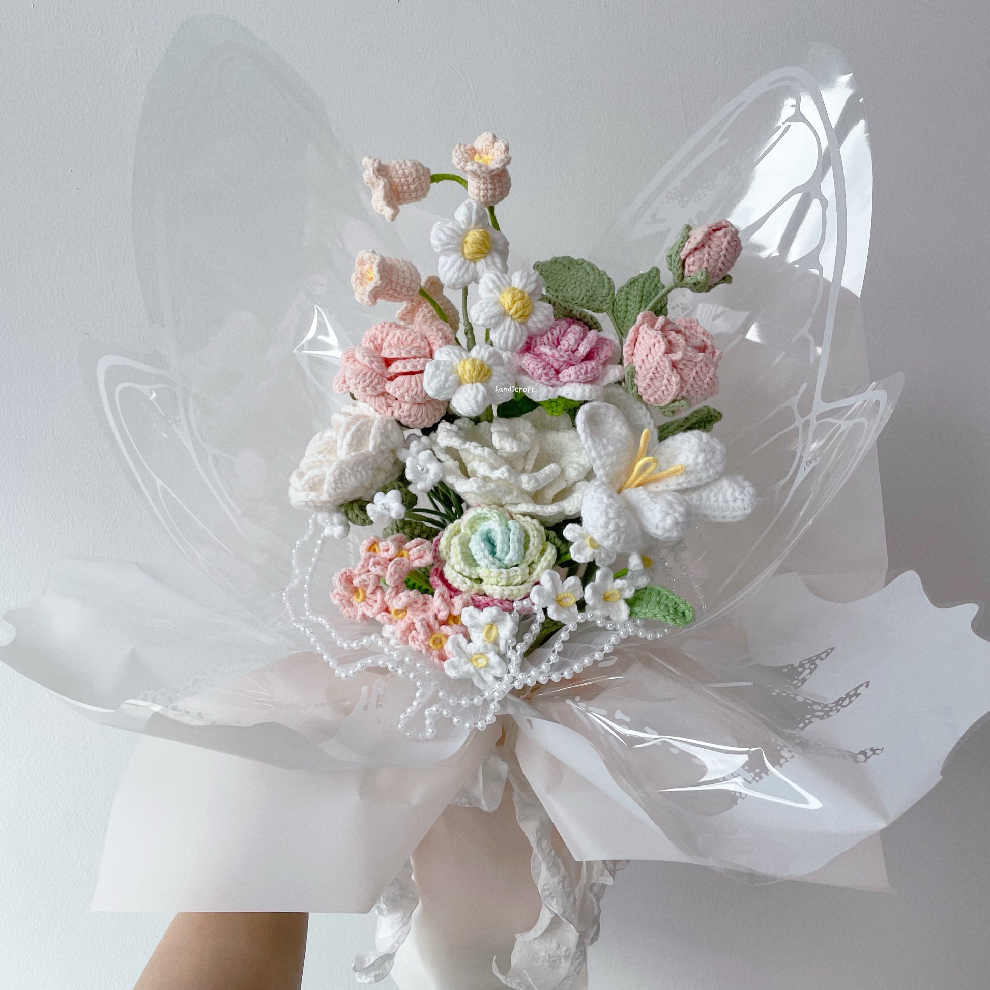 singapore handicroft handmade crochet flower bouquet butterfly dreams in pastel butterfly theme