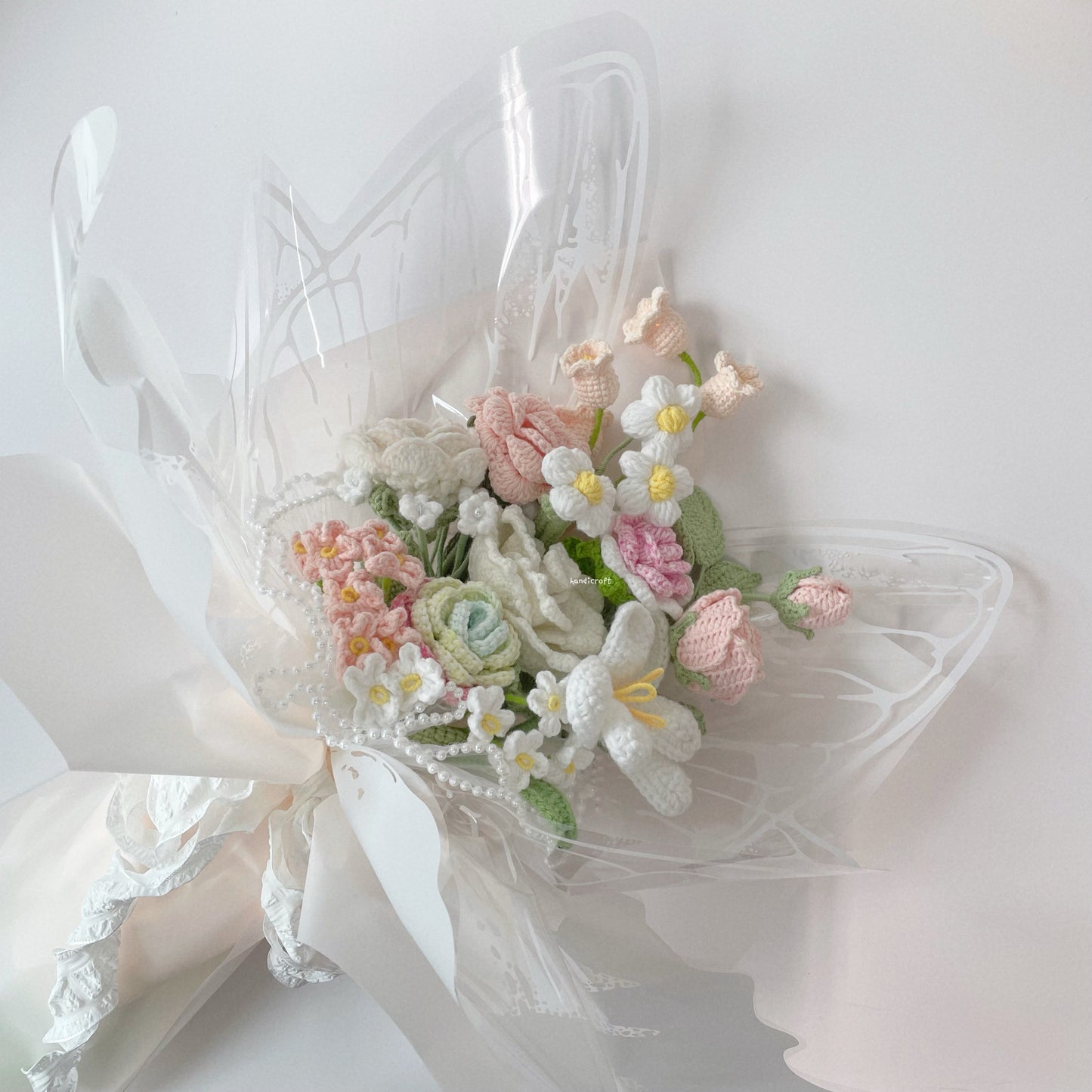 singapore handicroft handmade crochet flower bouquet butterfly dreams in pastel butterfly theme