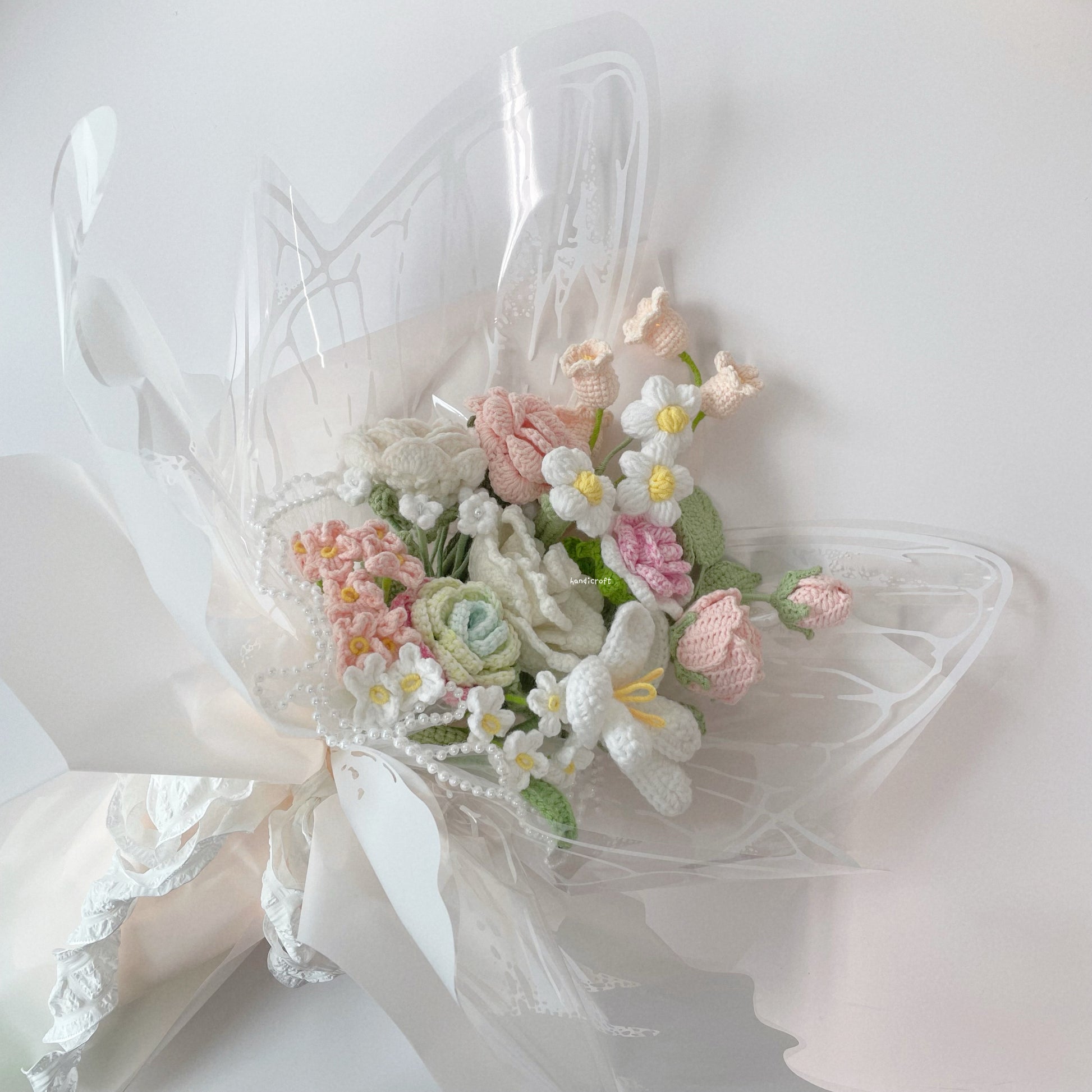 singapore handicroft handmade crochet flower bouquet butterfly dreams in pastel butterfly theme