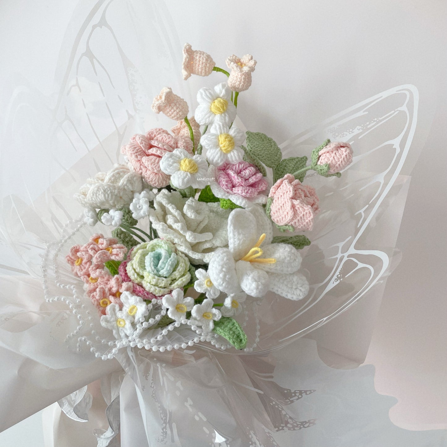 singapore handicroft handmade crochet flower bouquet butterfly dreams in pastel butterfly theme