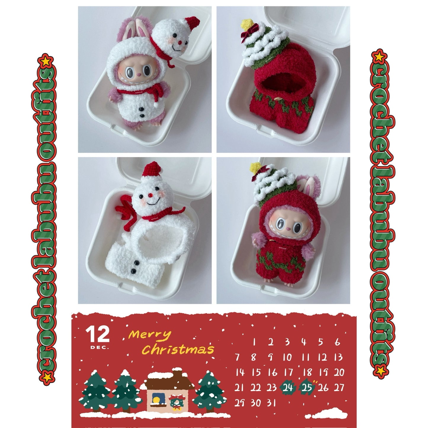 singapore handicroft handmade crochet labubu outfit for christmas