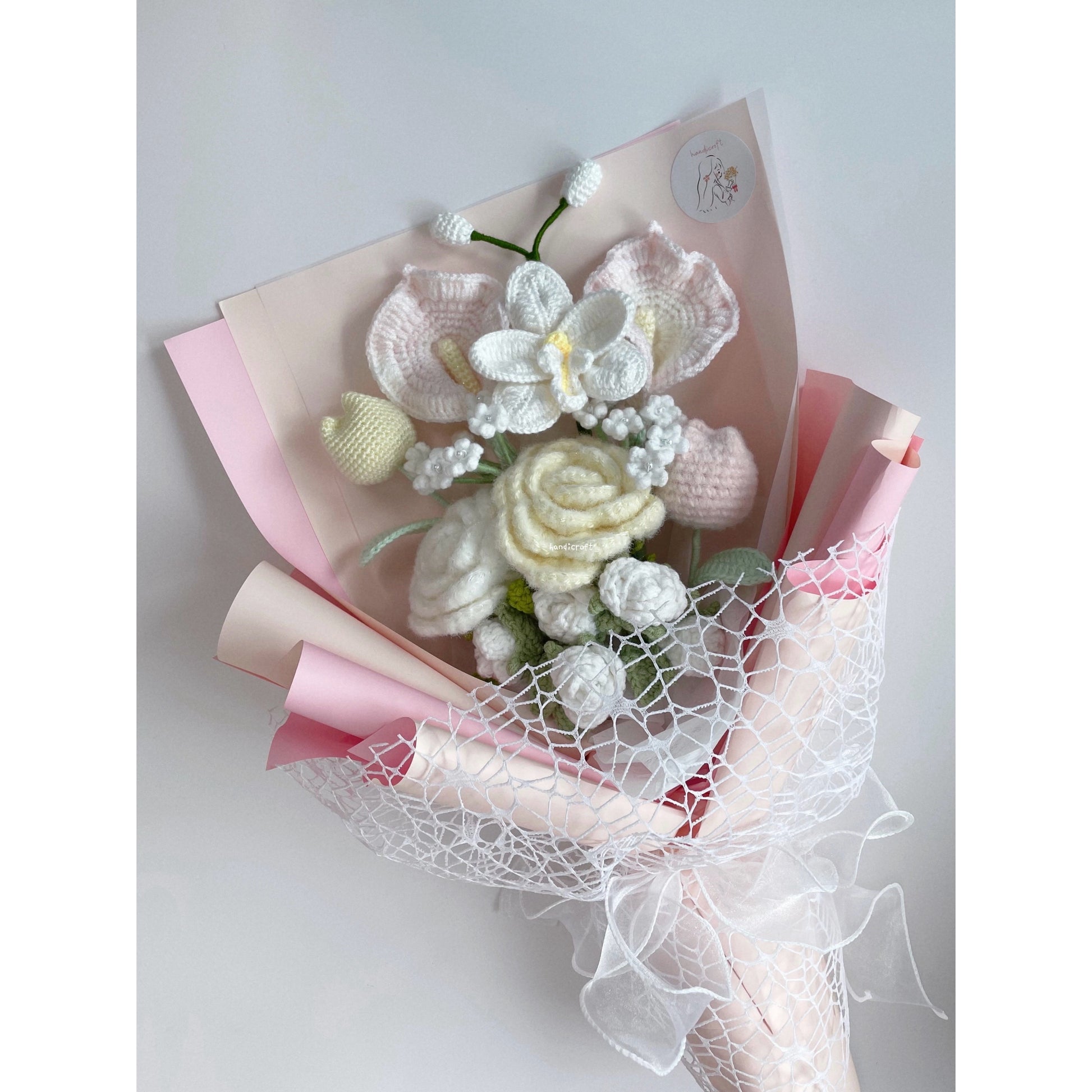 singapore handicroft special roses pastel handmade crochet flower bouquet winter wonders