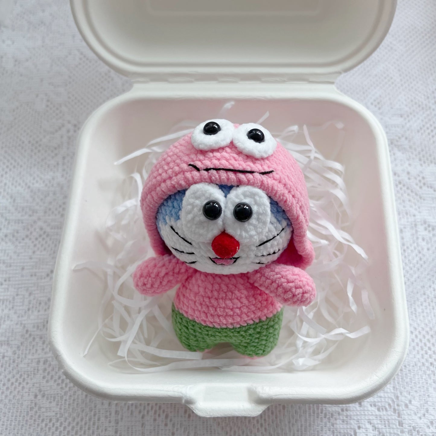 singapore handmade crochet chubby doraemon in costumes amigurumi patrick star