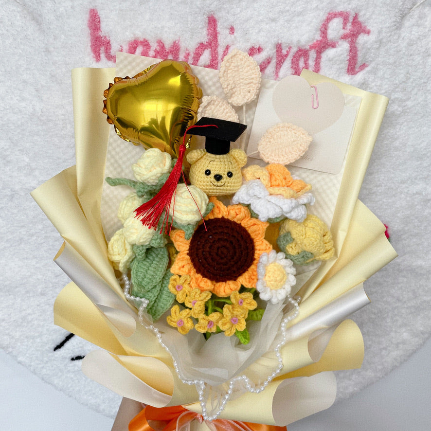 singapore handmade crochet graduation winnie the pooh flower bouquet 1