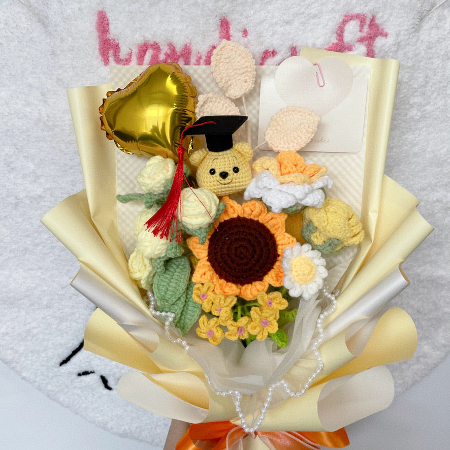 singapore handmade crochet graduation winnie the pooh flower bouquet 2