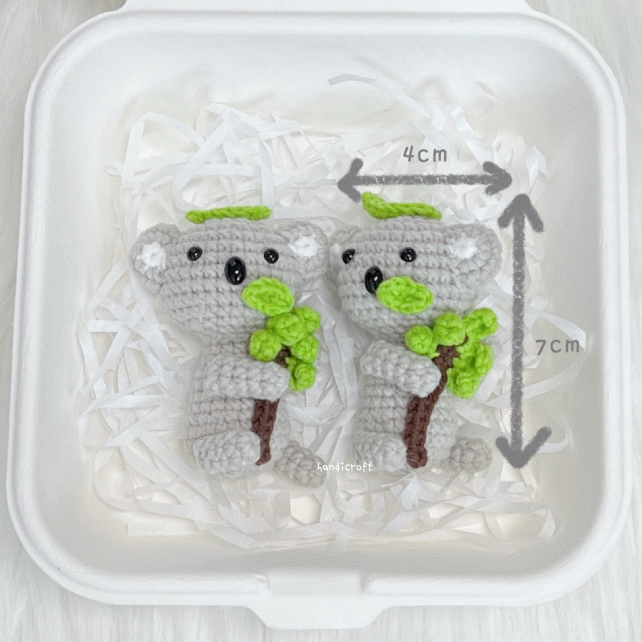 singapore handmade crochet koala animal amigurumi keychain measurement