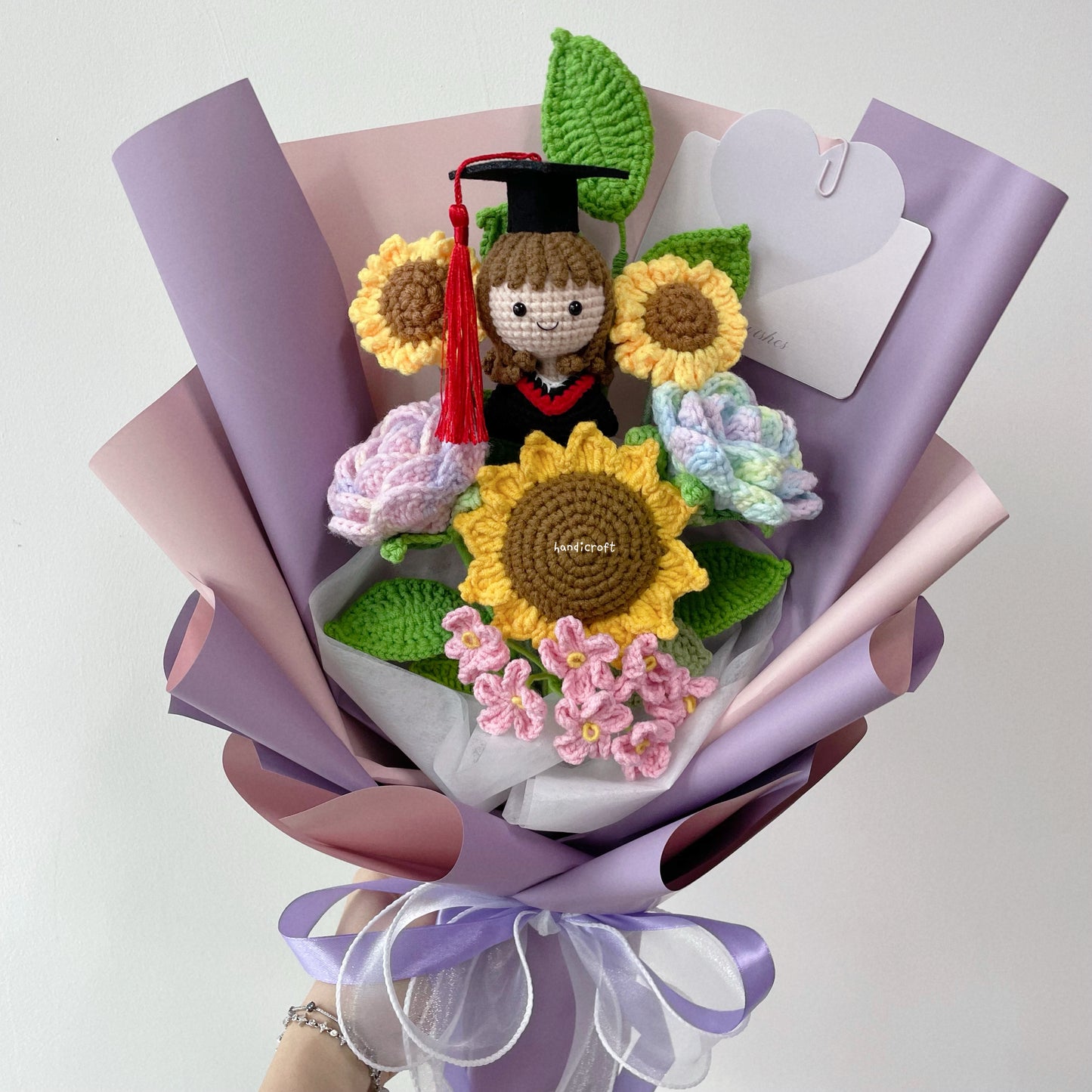 singapore handmade crochet sweet sunshine graduation flower bouquet