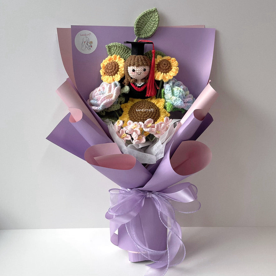 singapore handmade crochet sweet sunshine graduation flower bouquet