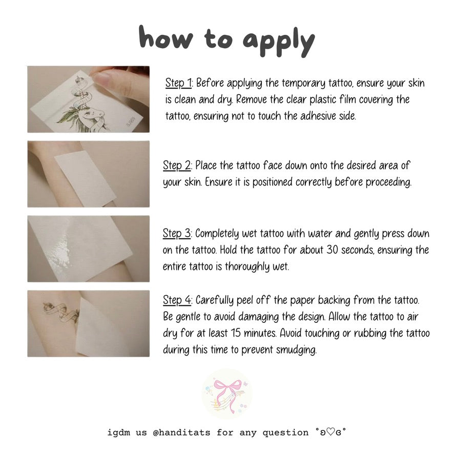 temporary tattoo sticker handitats application instructions