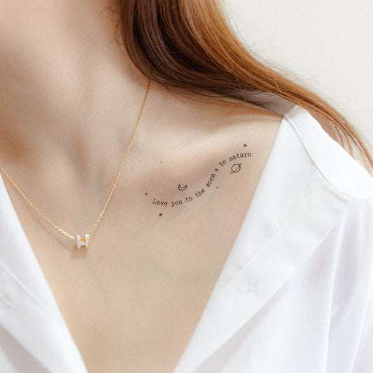 love you to the moon & to saturn - temporary tattoo sticker