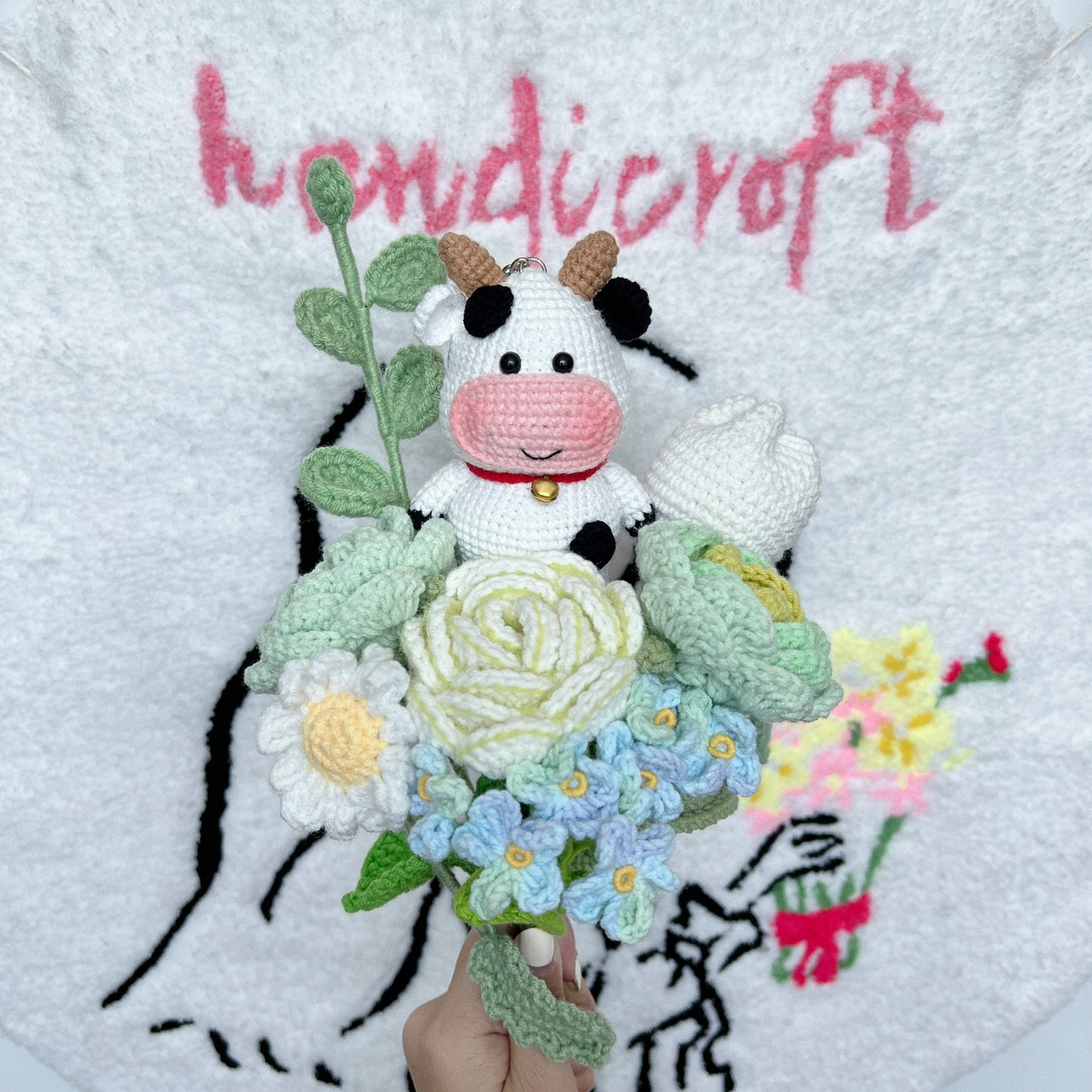 moo in bloom - crochet flower bouquet 🐮ྀི