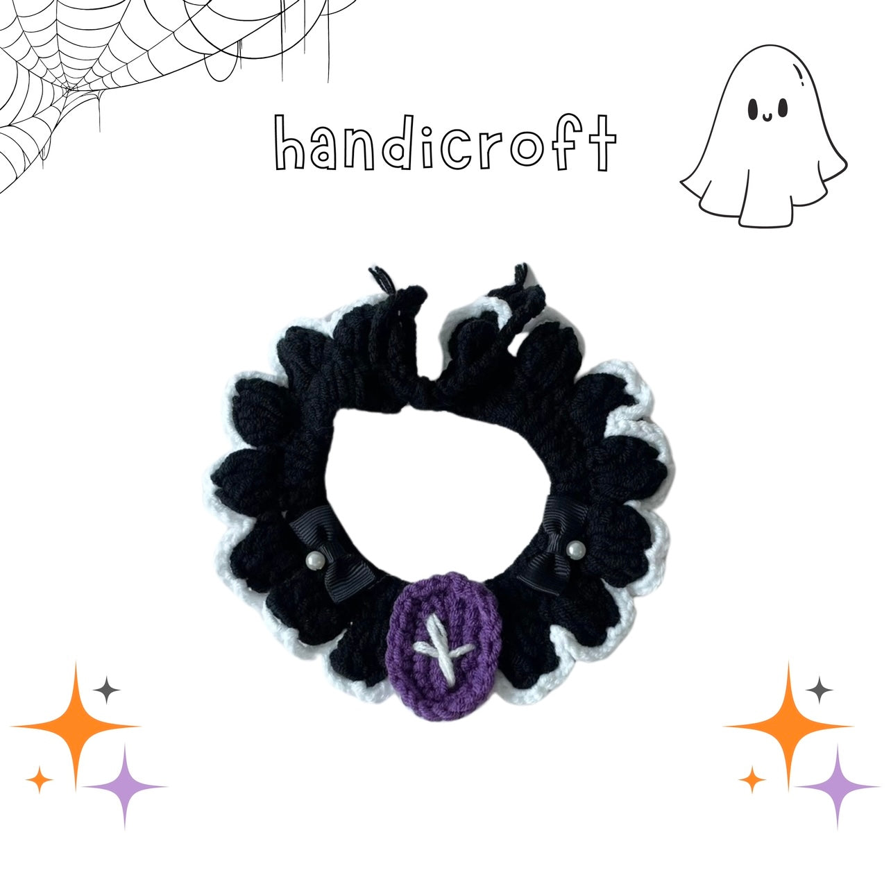 crochet pet collar & hat - HALLOWEEN ☾⋆⁺₊🎃´₊⁺~