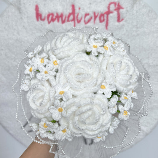 pure bliss - handicroft special shiny roses crochet flower bouquet ‧₊˚ 🤍