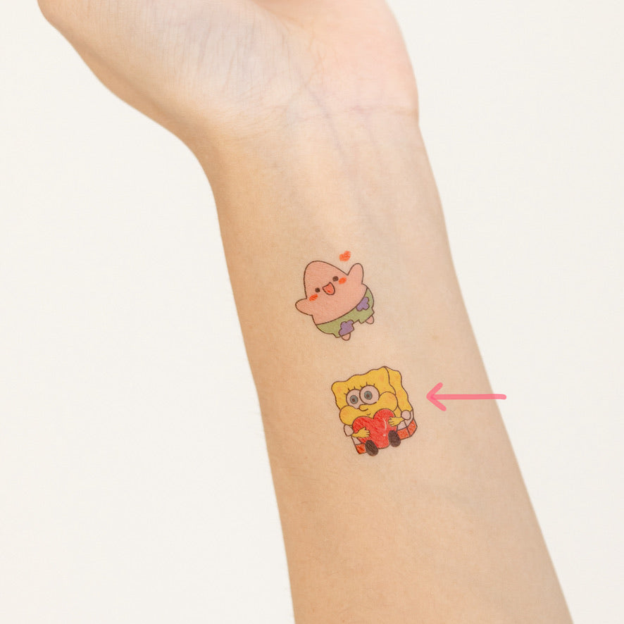 spongebob squarepants & patrick star - temporary tattoo sticker ...
