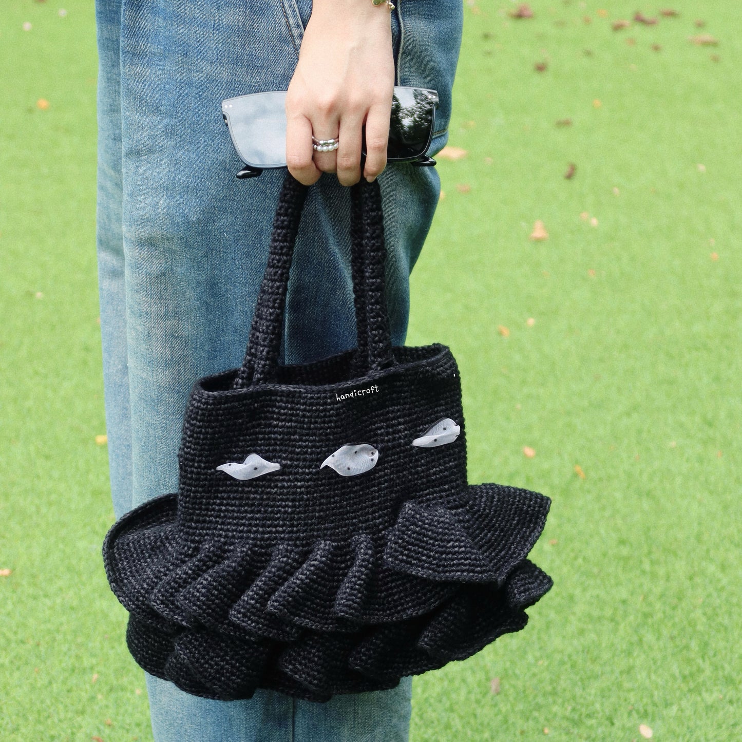 black velvet cake - crochet layered handbag 🖤❀༉‧₊˚.