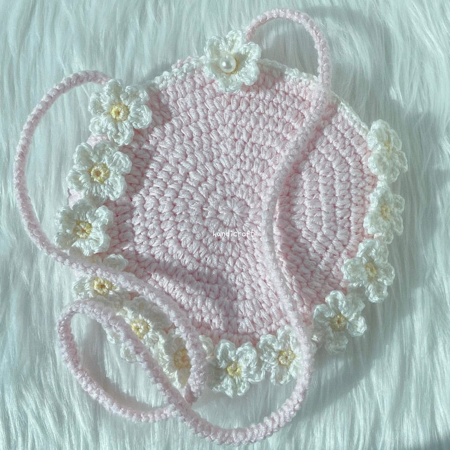 summer daisies - crochet pink sling bag ⋆🌼˚.⋆