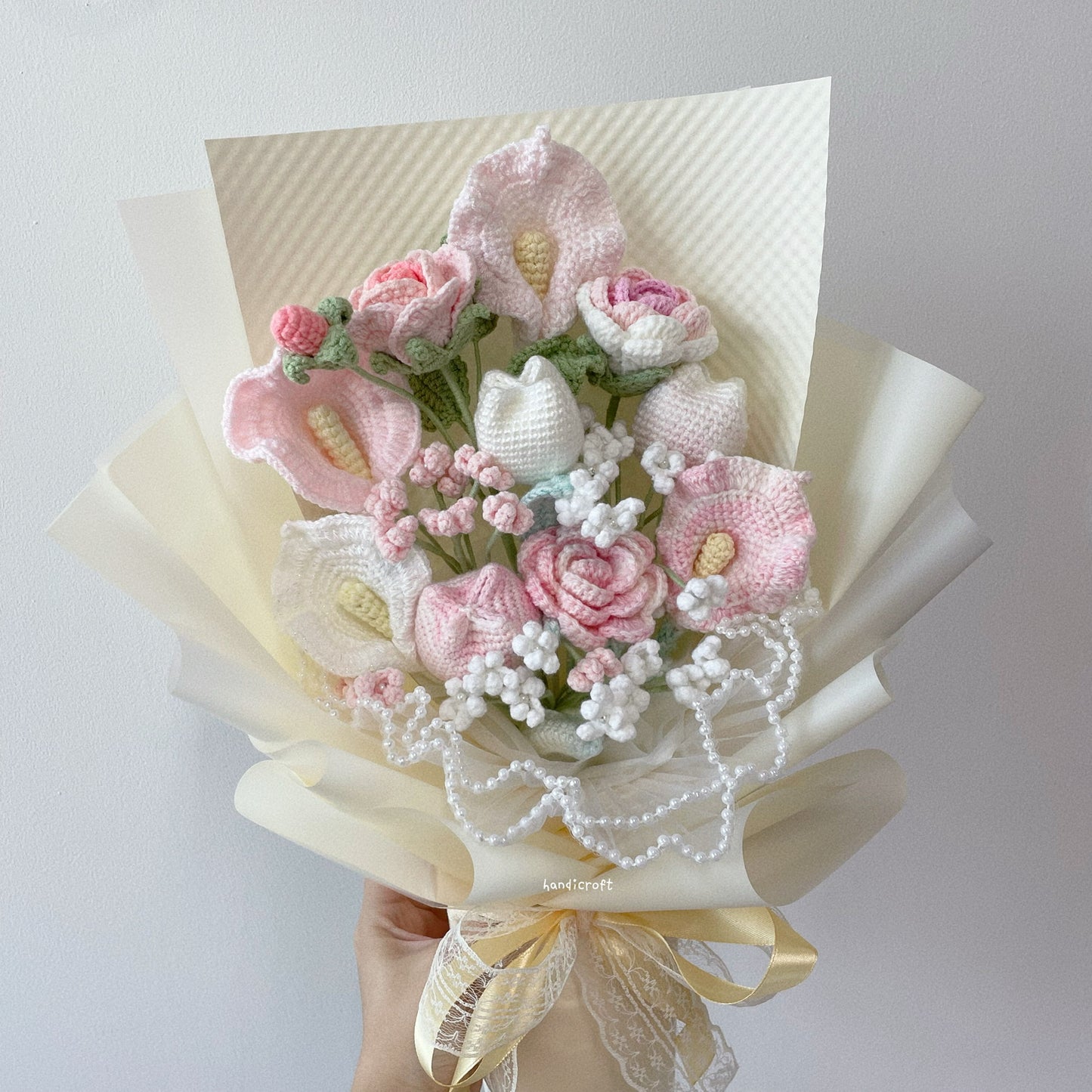 soft dreams - handicroft special pastel crochet flower bouquet ⊹ ࣪ ☁️₊˚⊹♡