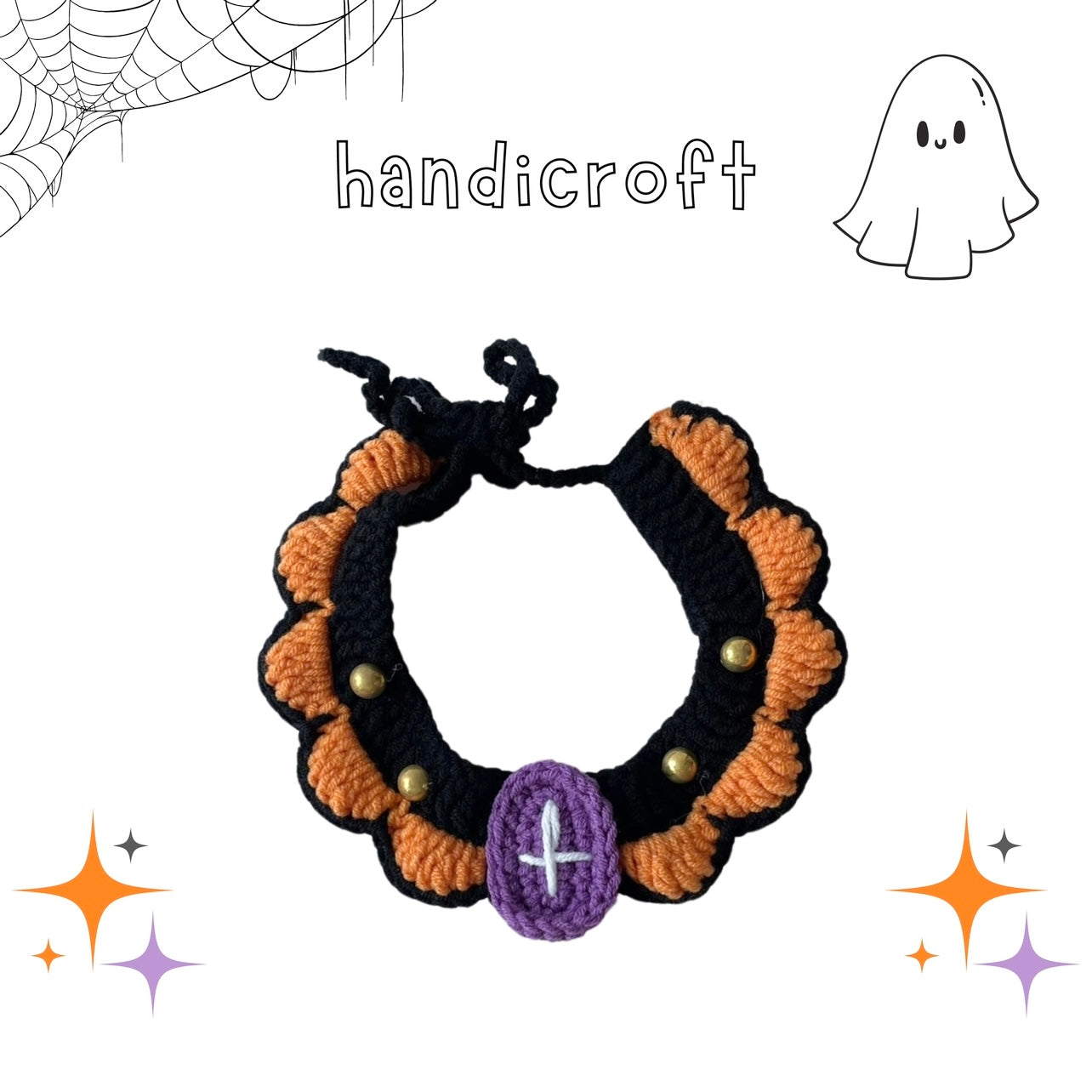 crochet pet collar & hat - HALLOWEEN ☾⋆⁺₊🎃´₊⁺~