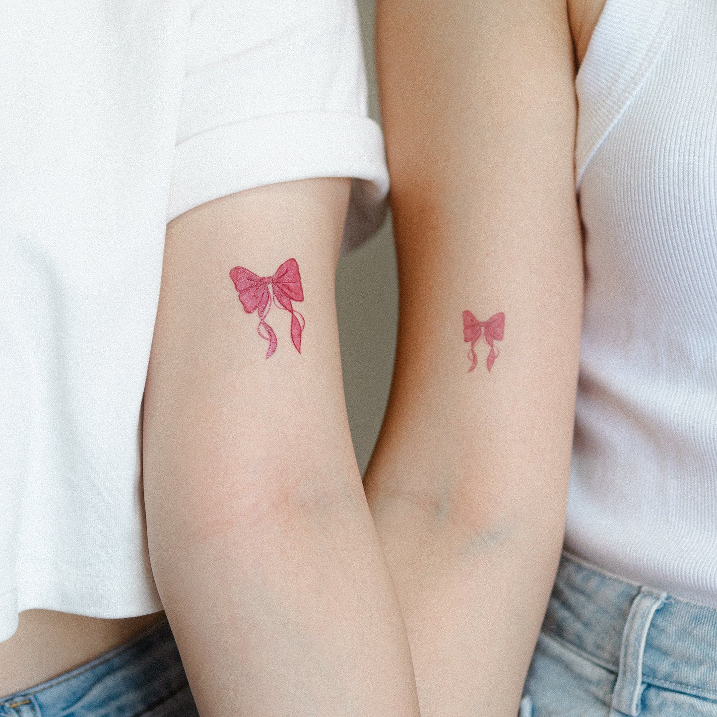 pink bow temporary tattoo sticker