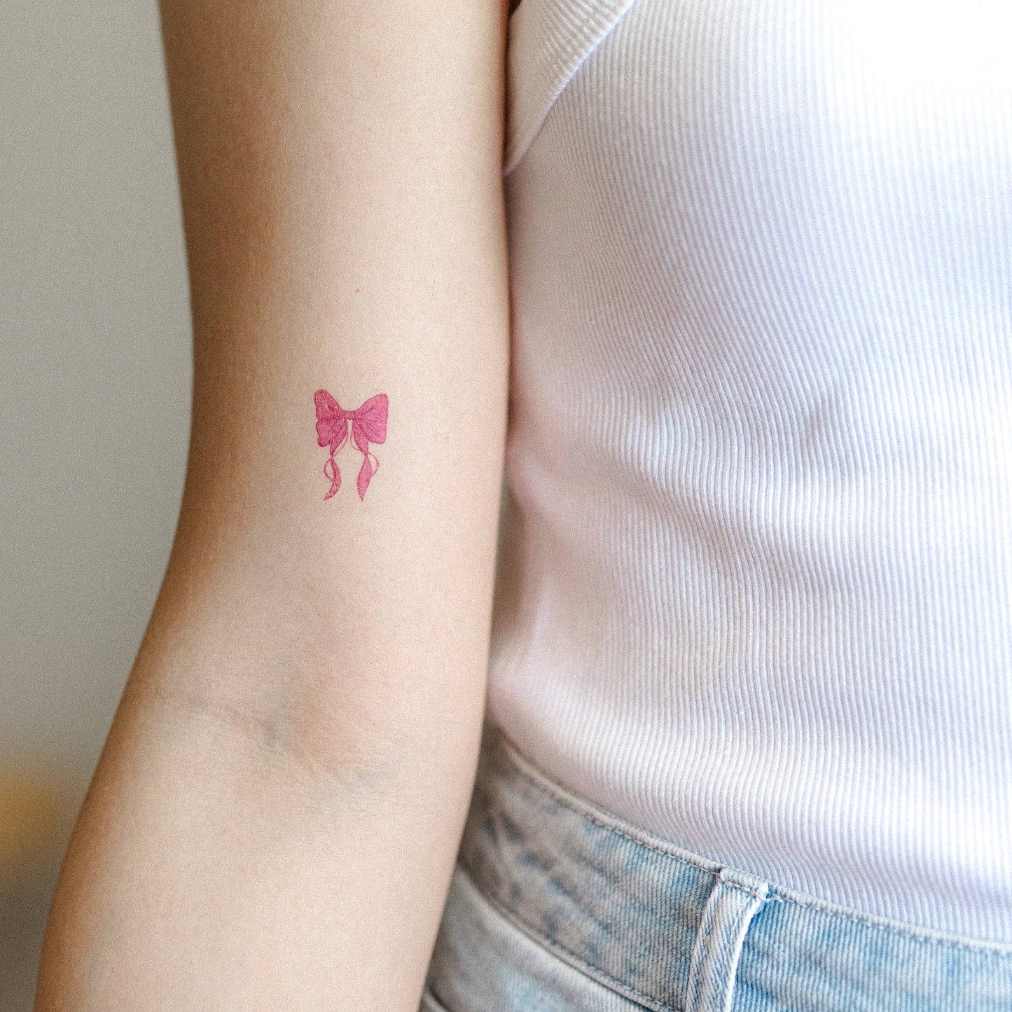 pink bow temporary tattoo sticker