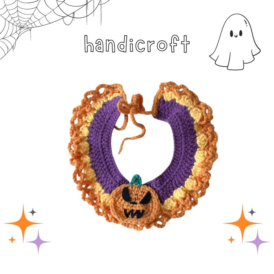 crochet pet collar & hat - HALLOWEEN ☾⋆⁺₊🎃´₊⁺~