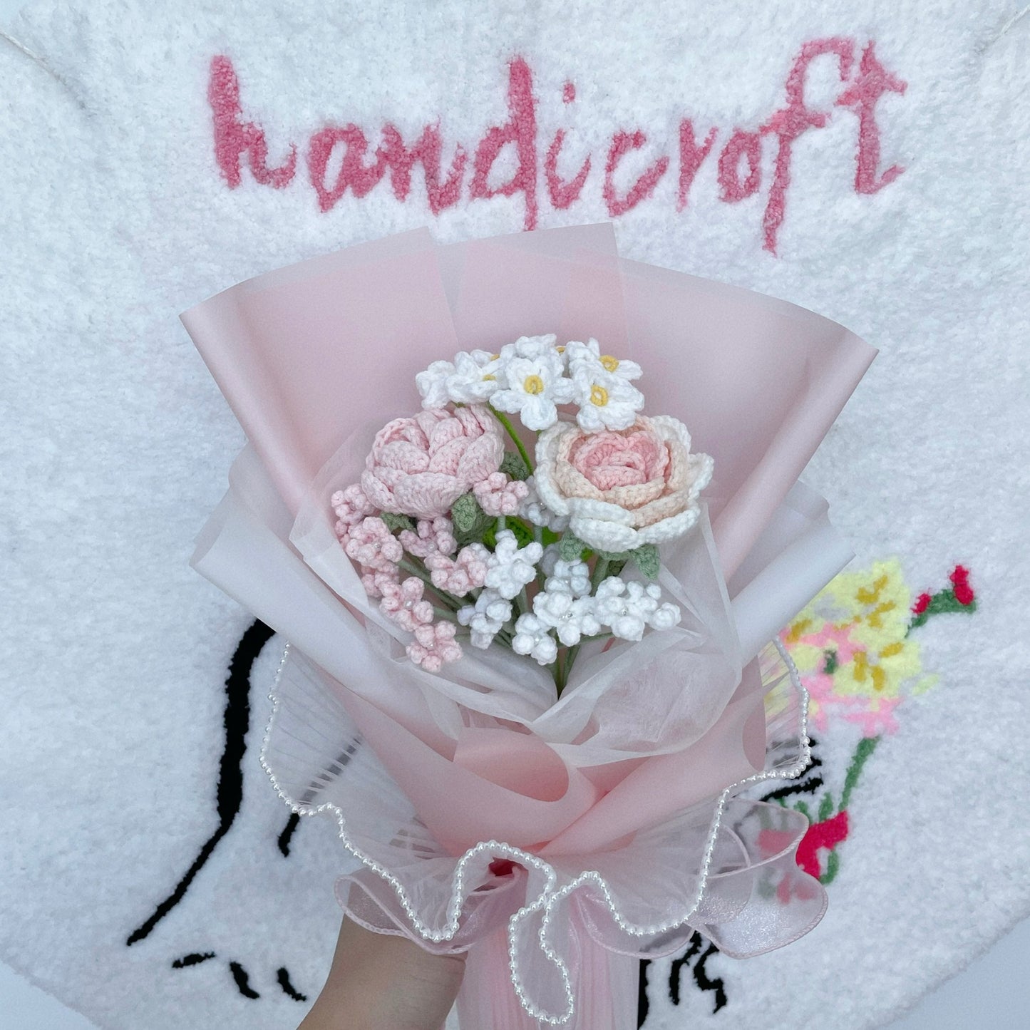 cotton candy love - crochet flower bouquet  ༘⋆🌷🫧🍭☁️ ⋆˙