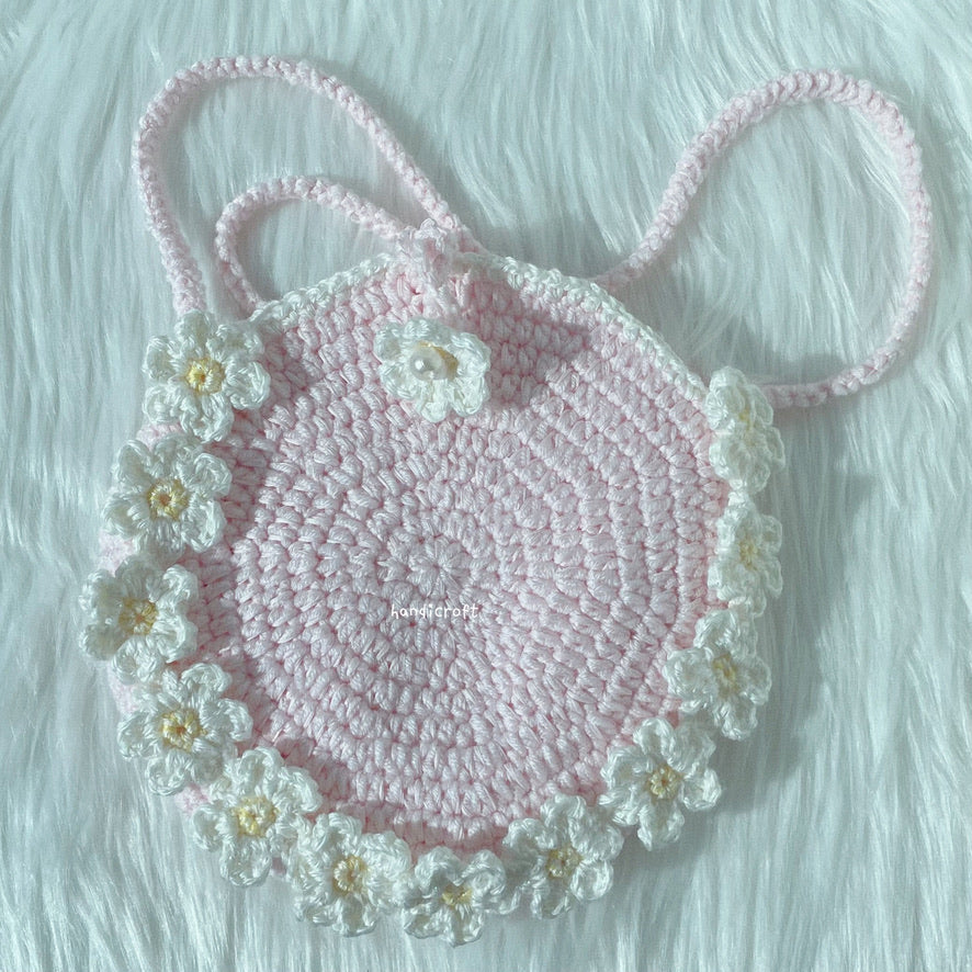 summer daisies - crochet pink sling bag ⋆🌼˚.⋆