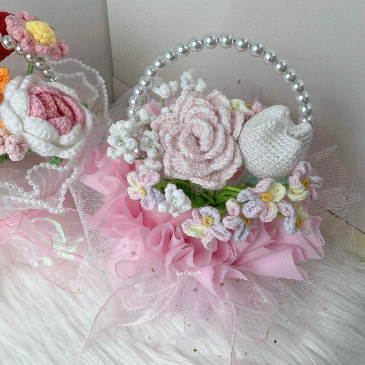 little lovelies - crochet flower basket ˙✧˖° 🎀🧺⋆