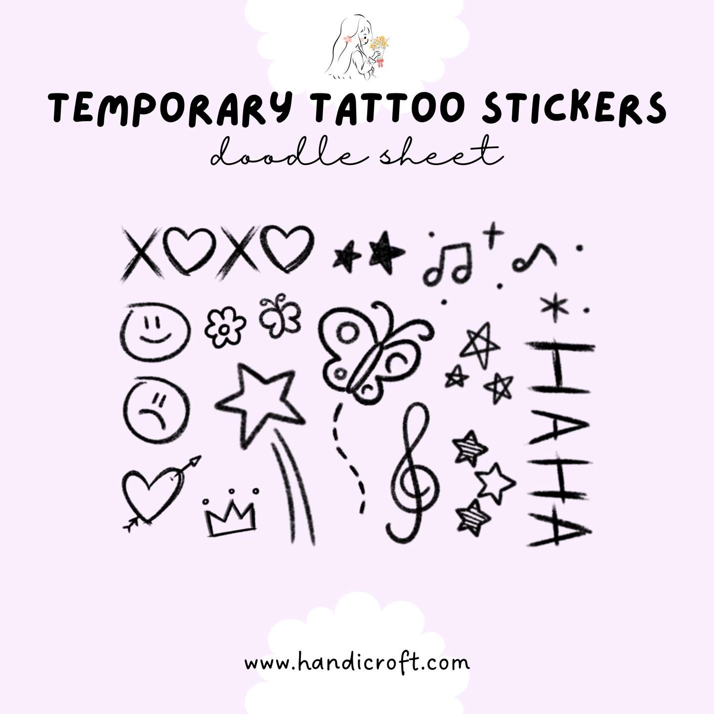 doodle sheet temporary tattoo sticker