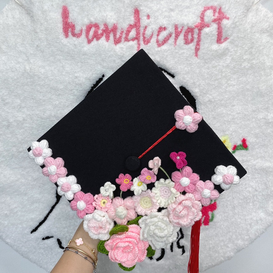 garden graduate - crochet flower decoration mortarboard ˚₊‧꒰ა🎓໒꒱ ‧₊˚