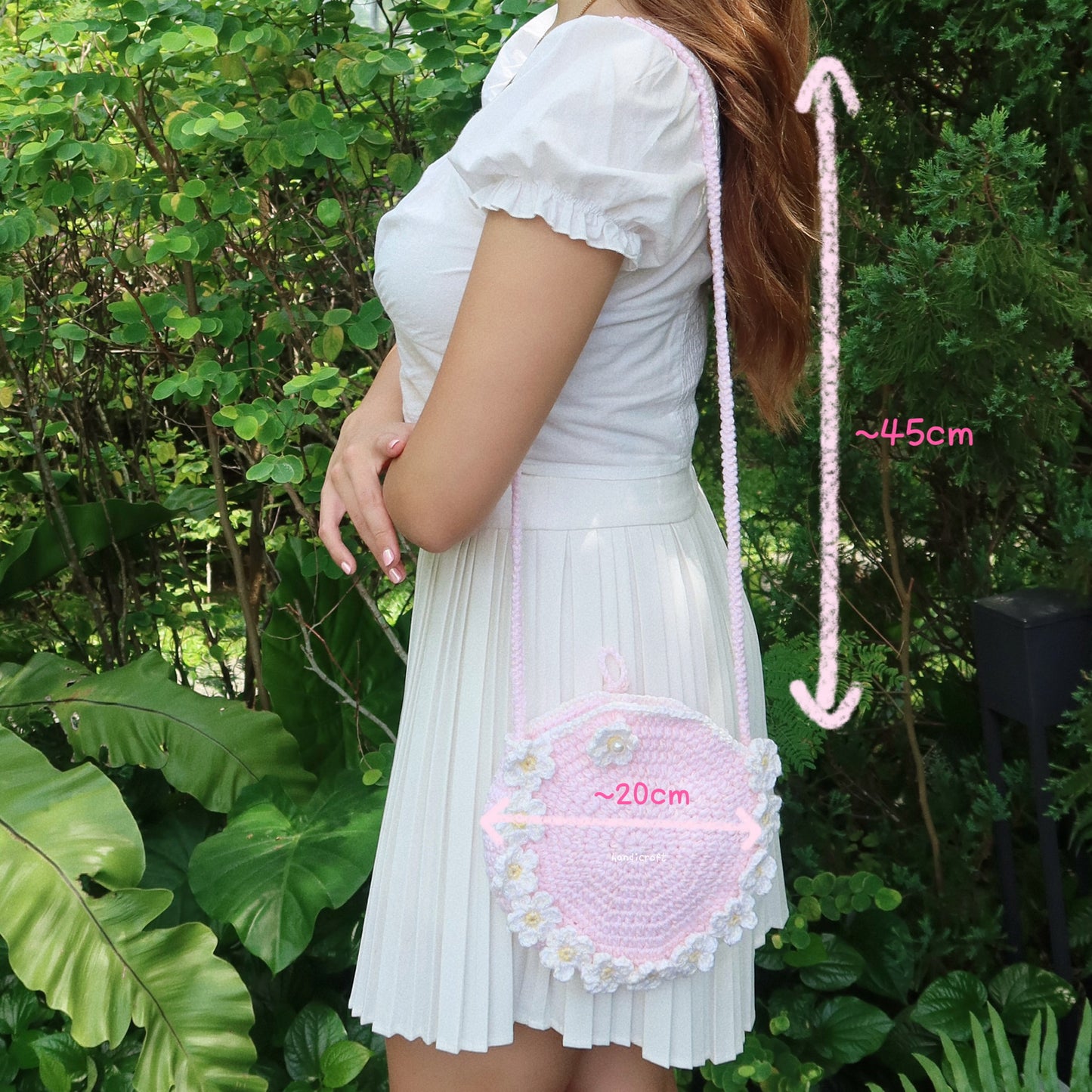 summer daisies - crochet pink sling bag ⋆🌼˚.⋆