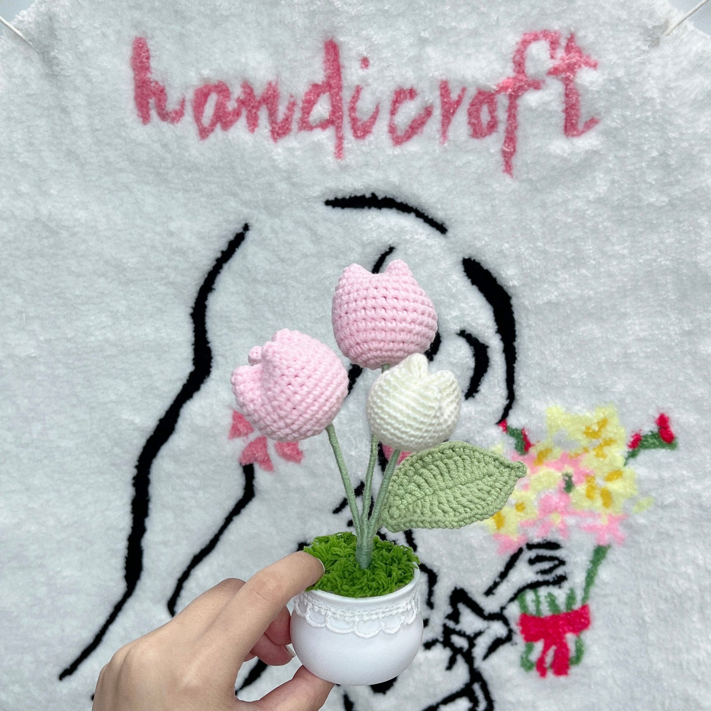 mini chubby tulip potted plant - crochet flower pot 🪴