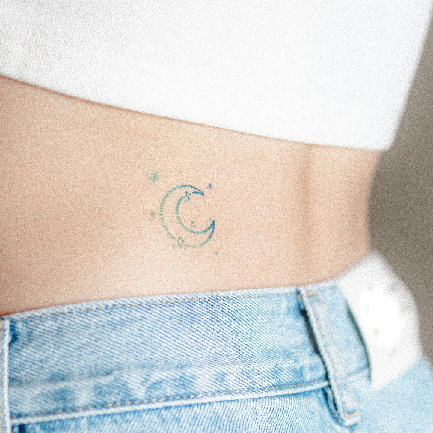 cosmic moon temporary tattoo sticker