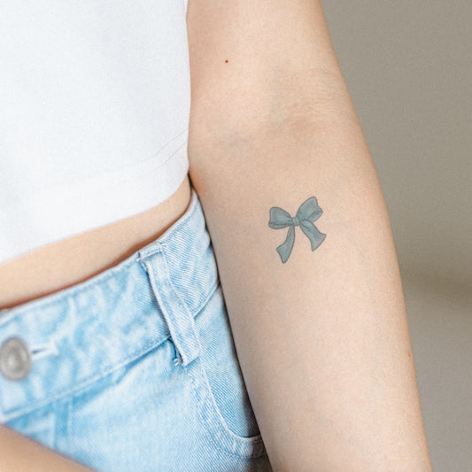 blue bow temporary tattoo sticker
