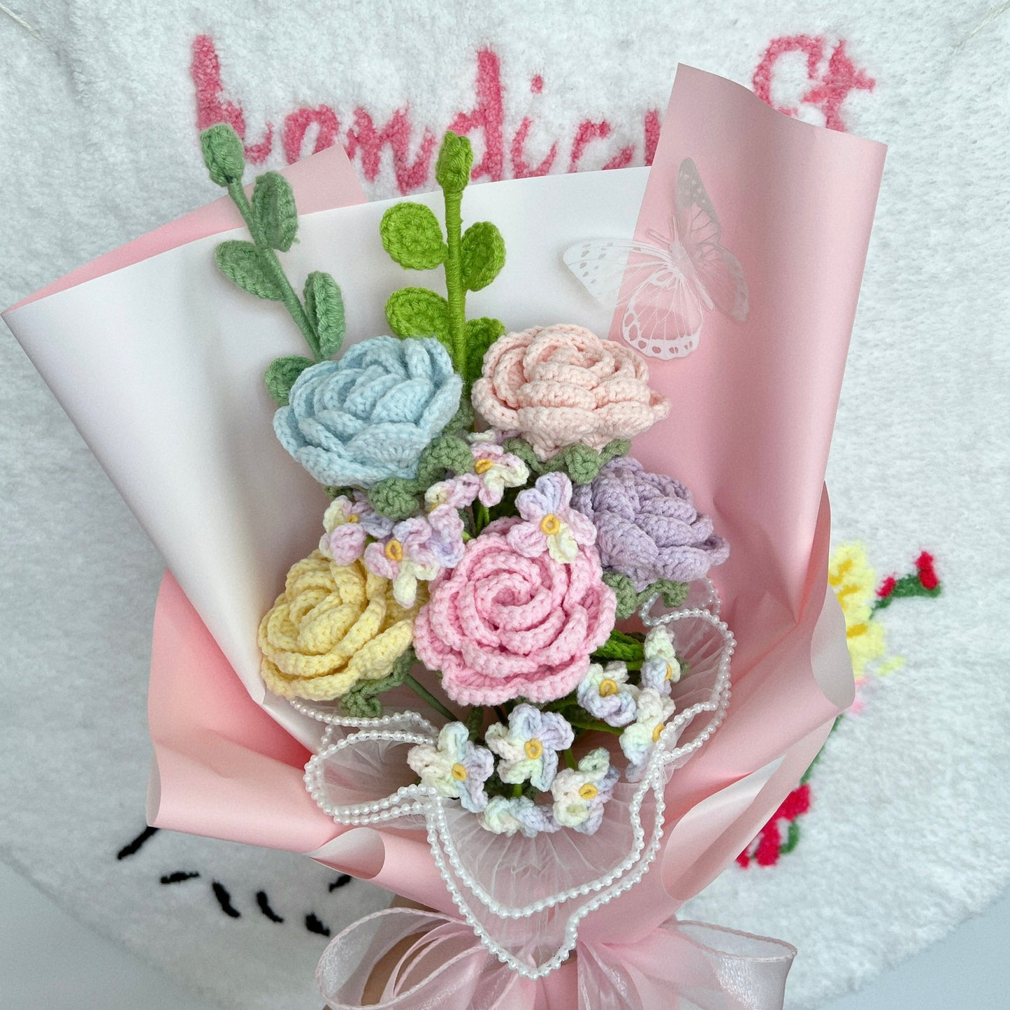 you & me, always - handicroft special roses crochet flower bouquet ‧₊˚ 🌹