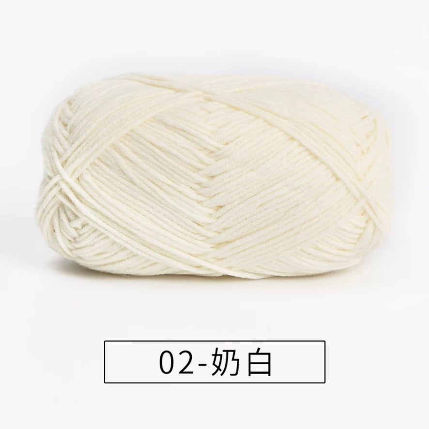 4-ply milk cotton #2 high quality yarn 73 colours 雪妃尔萩娃娃大四股萩二牛奶毛线