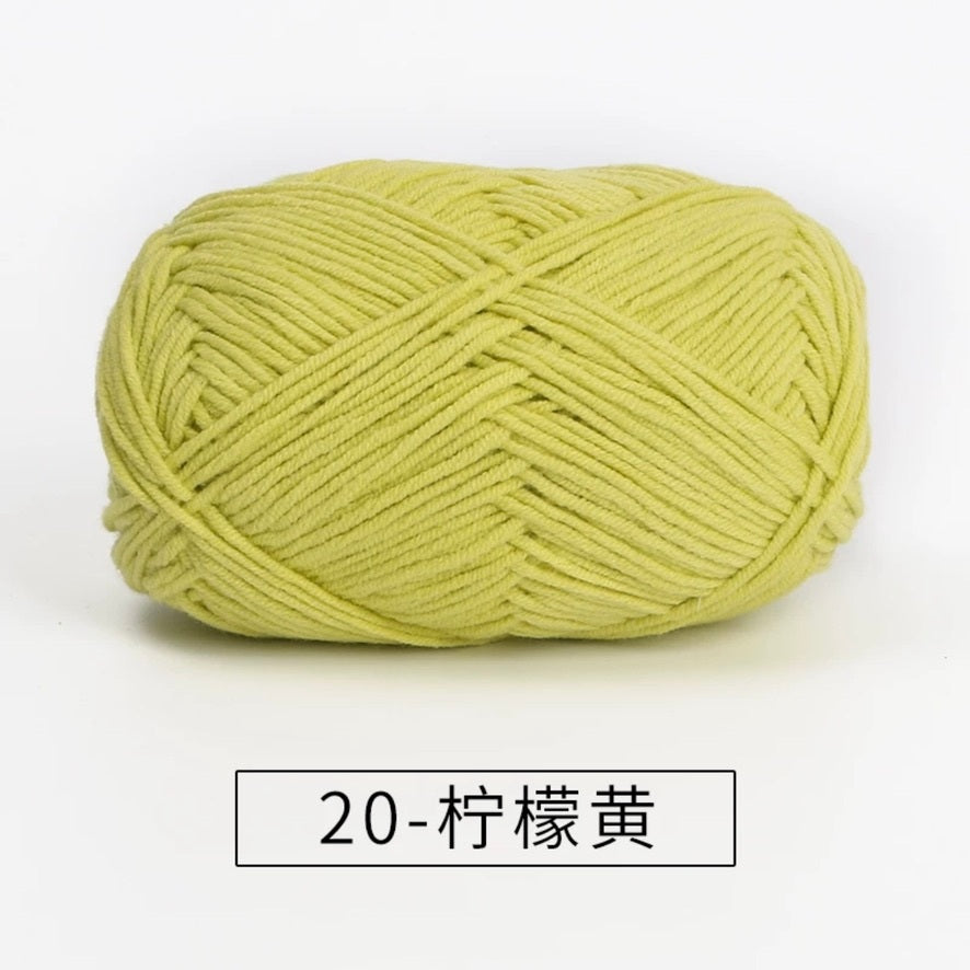 4-ply milk cotton #2 high quality yarn 73 colours 雪妃尔萩娃娃大四股萩二牛奶毛线