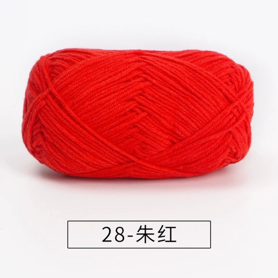 4-ply milk cotton #2 high quality yarn 73 colours 雪妃尔萩娃娃大四股萩二牛奶毛线