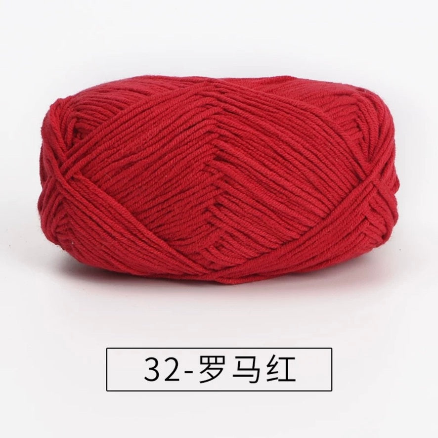 4-ply milk cotton #2 high quality yarn 73 colours 雪妃尔萩娃娃大四股萩二牛奶毛线