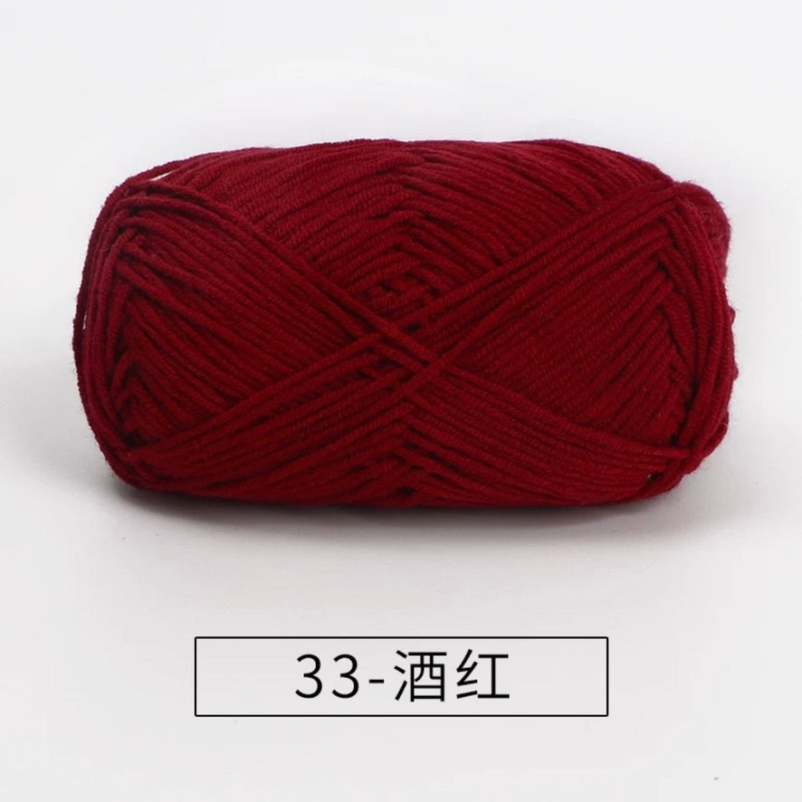 4-ply milk cotton #2 high quality yarn 73 colours 雪妃尔萩娃娃大四股萩二牛奶毛线