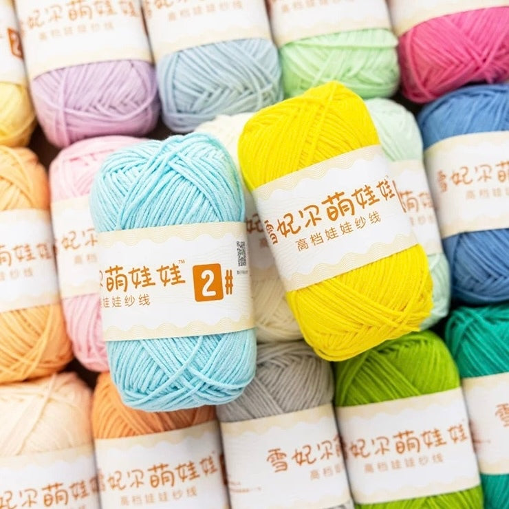 4-ply milk cotton #2 high quality yarn 73 colours 雪妃尔萌娃娃大四股萌二牛奶毛线
