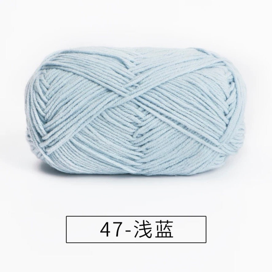 4-ply milk cotton #2 high quality yarn 73 colours 雪妃尔萩娃娃大四股萩二牛奶毛线