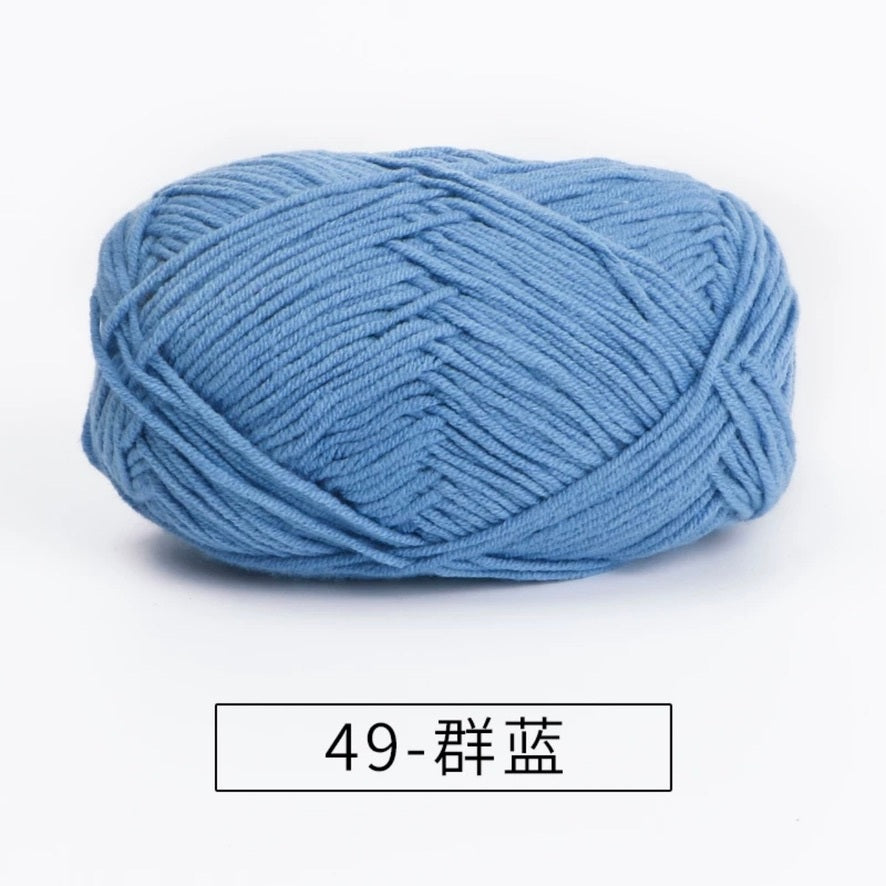 4-ply milk cotton #2 high quality yarn 73 colours 雪妃尔萩娃娃大四股萩二牛奶毛线