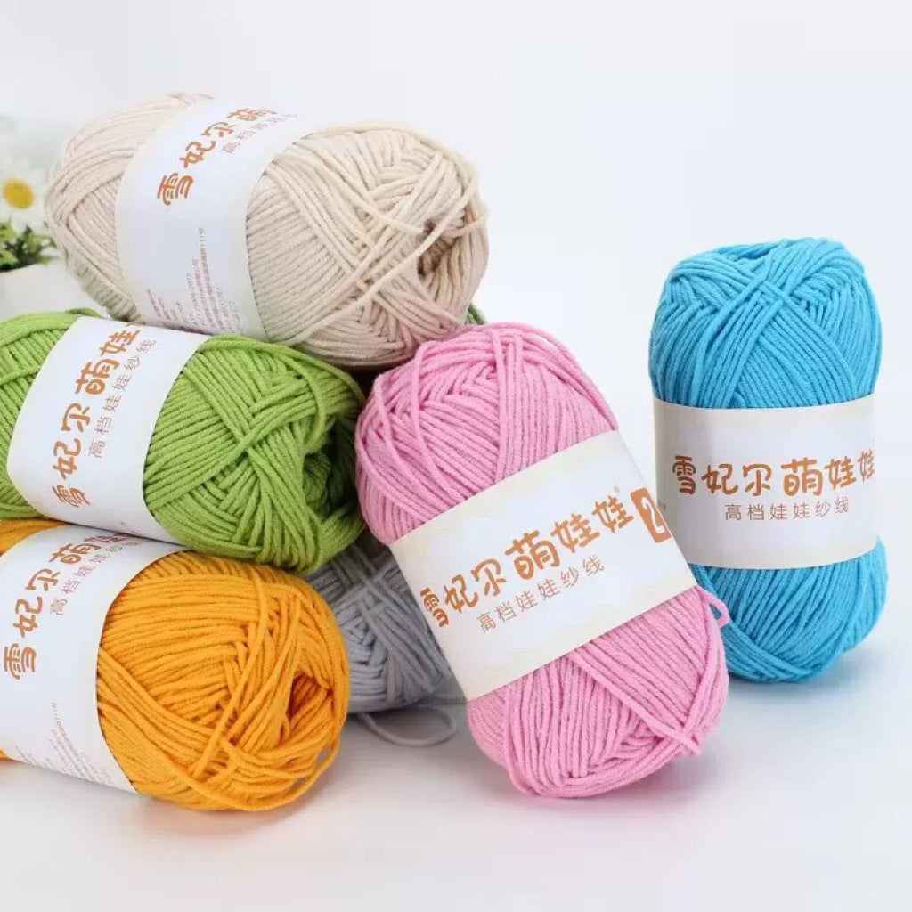 4-ply milk cotton #2 high quality yarn 73 colours 雪妃尔萌娃娃大四股萌二牛奶毛线