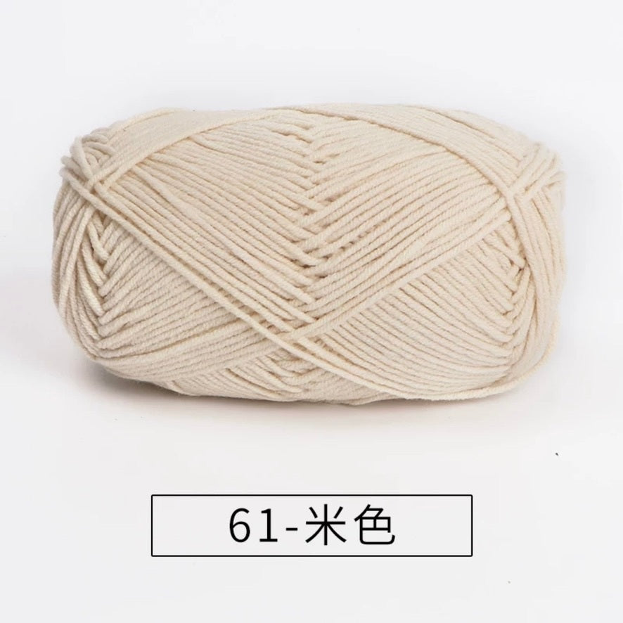 4-ply milk cotton #2 high quality yarn 73 colours 雪妃尔萩娃娃大四股萩二牛奶毛线