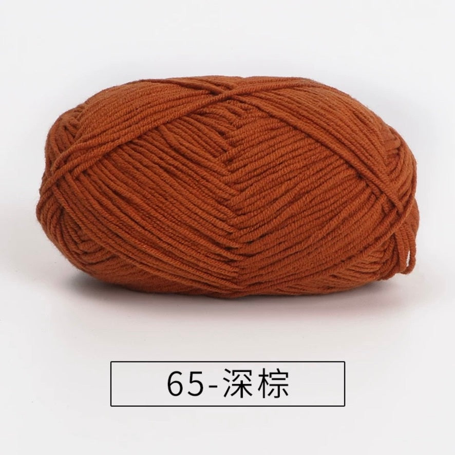 4-ply milk cotton #2 high quality yarn 73 colours 雪妃尔萩娃娃大四股萩二牛奶毛线