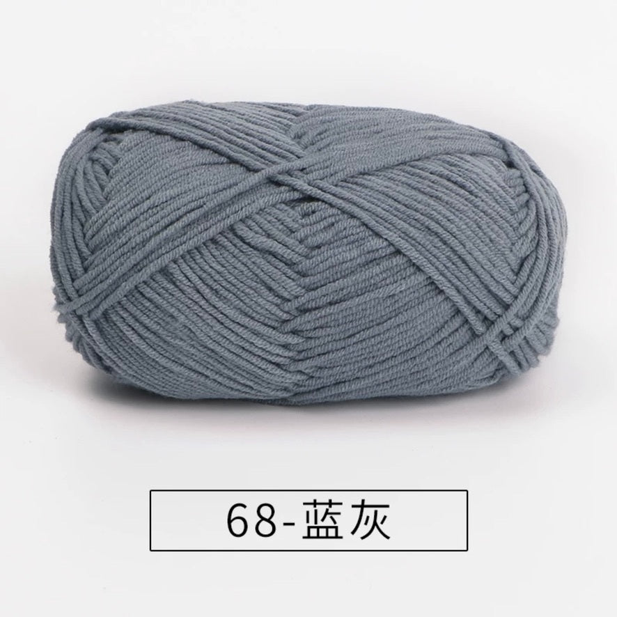 4-ply milk cotton #2 high quality yarn 73 colours 雪妃尔萩娃娃大四股萩二牛奶毛线