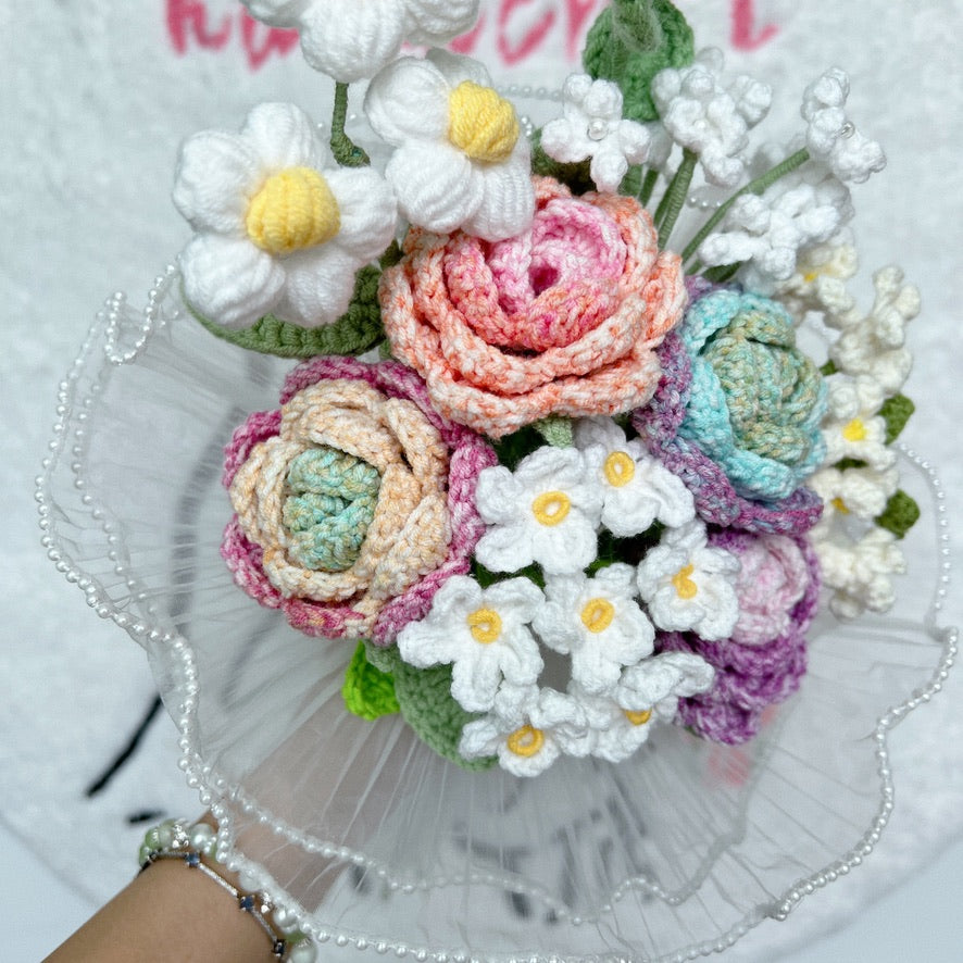 retro remix - vintage crochet flower bouquet ˚ ༘ 🎞️🍂｡𖦹 °💐