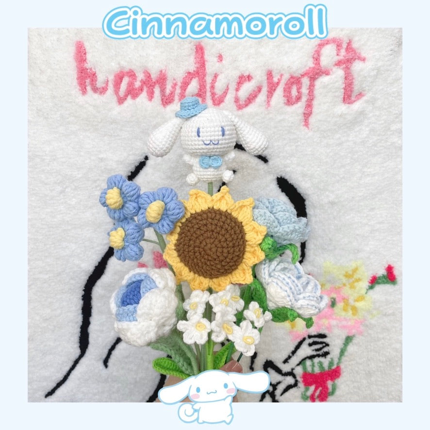 cinnamoroll cloud nine - crochet flower bouquet ໒꒰ྀིᵔ ᵕ ᵔ ꒱ྀི১🩵